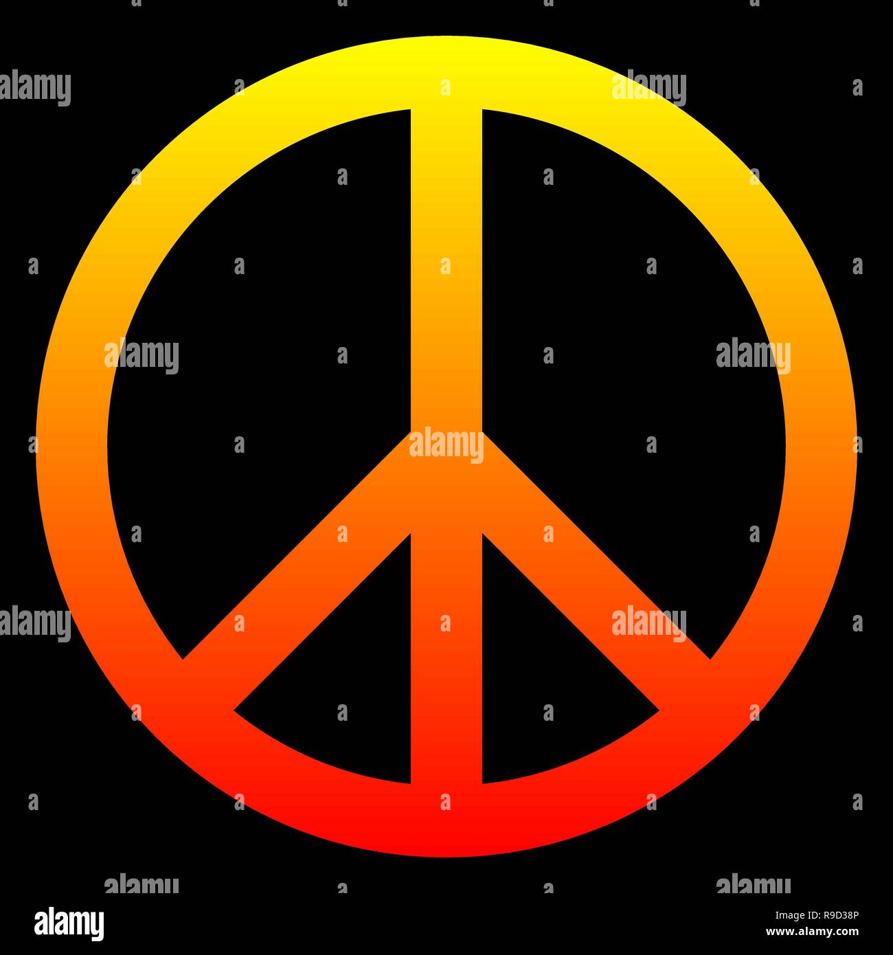 Peace symbol icon - yellow orange red simple gradient, warm light ...