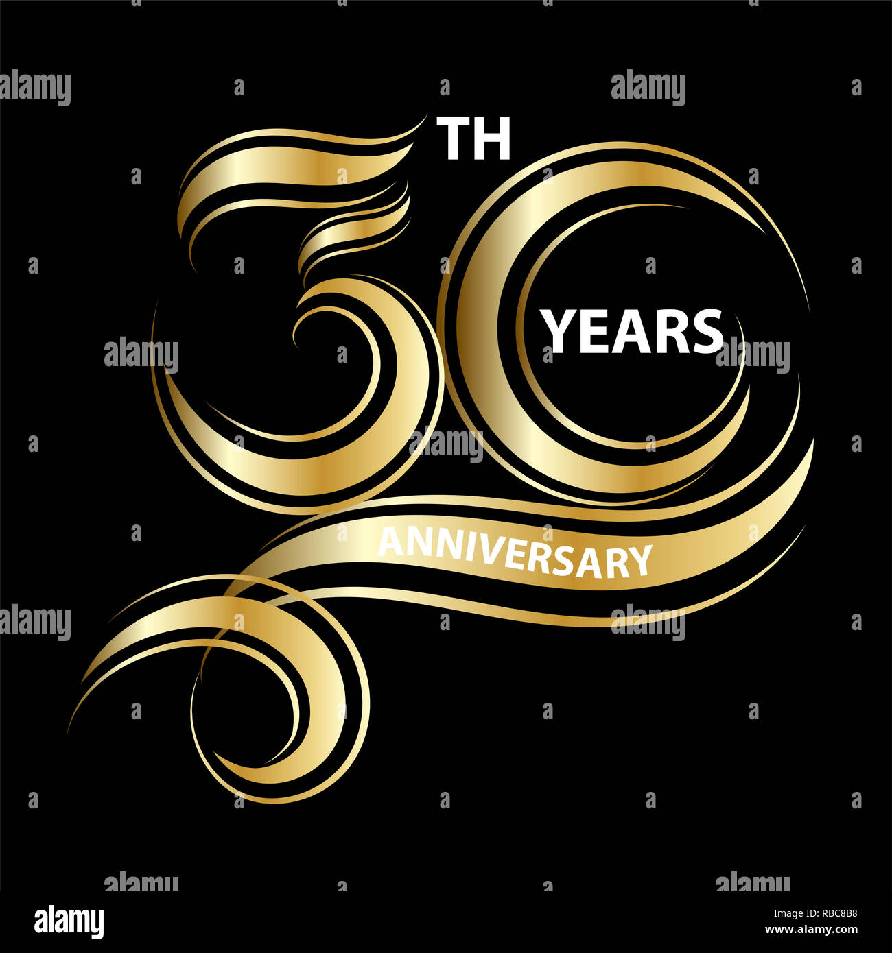 golden 30th anniversary sign and logo for gold celebration symbol Stock ...