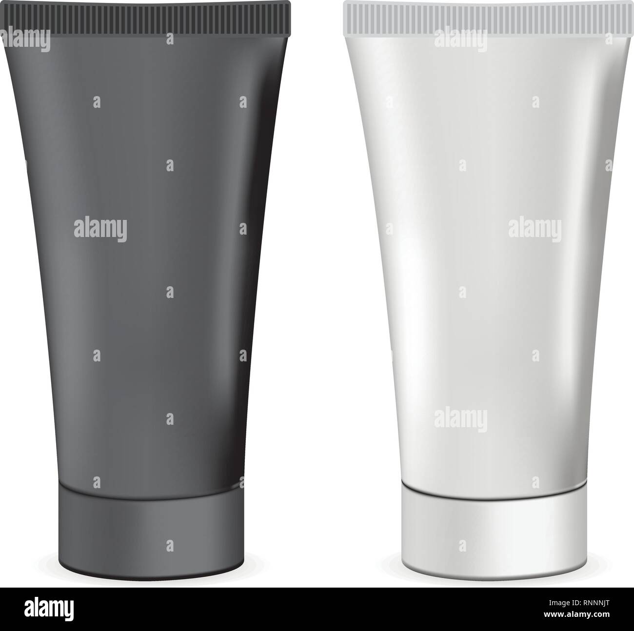 Plastic or metal realistic 3d cream tubes. Black and white cosmetic ...