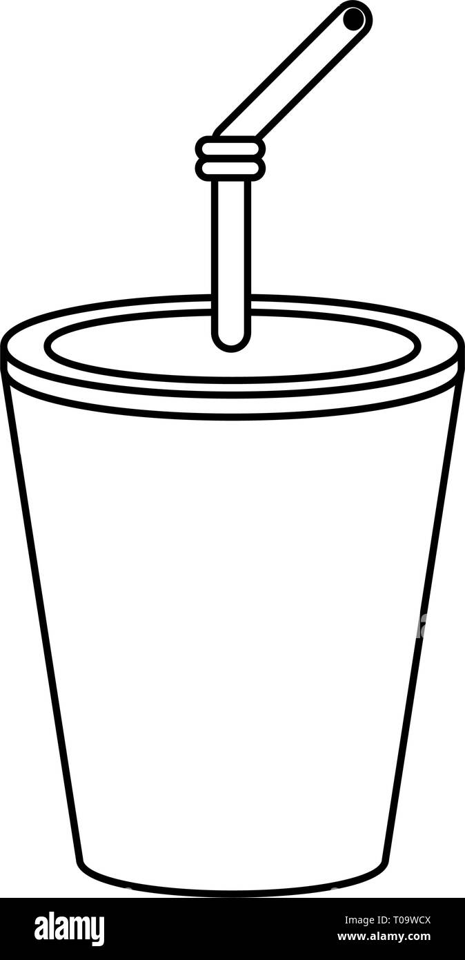 Soda cup with straw cartoon in black and white Stock Vector Image & Art ...