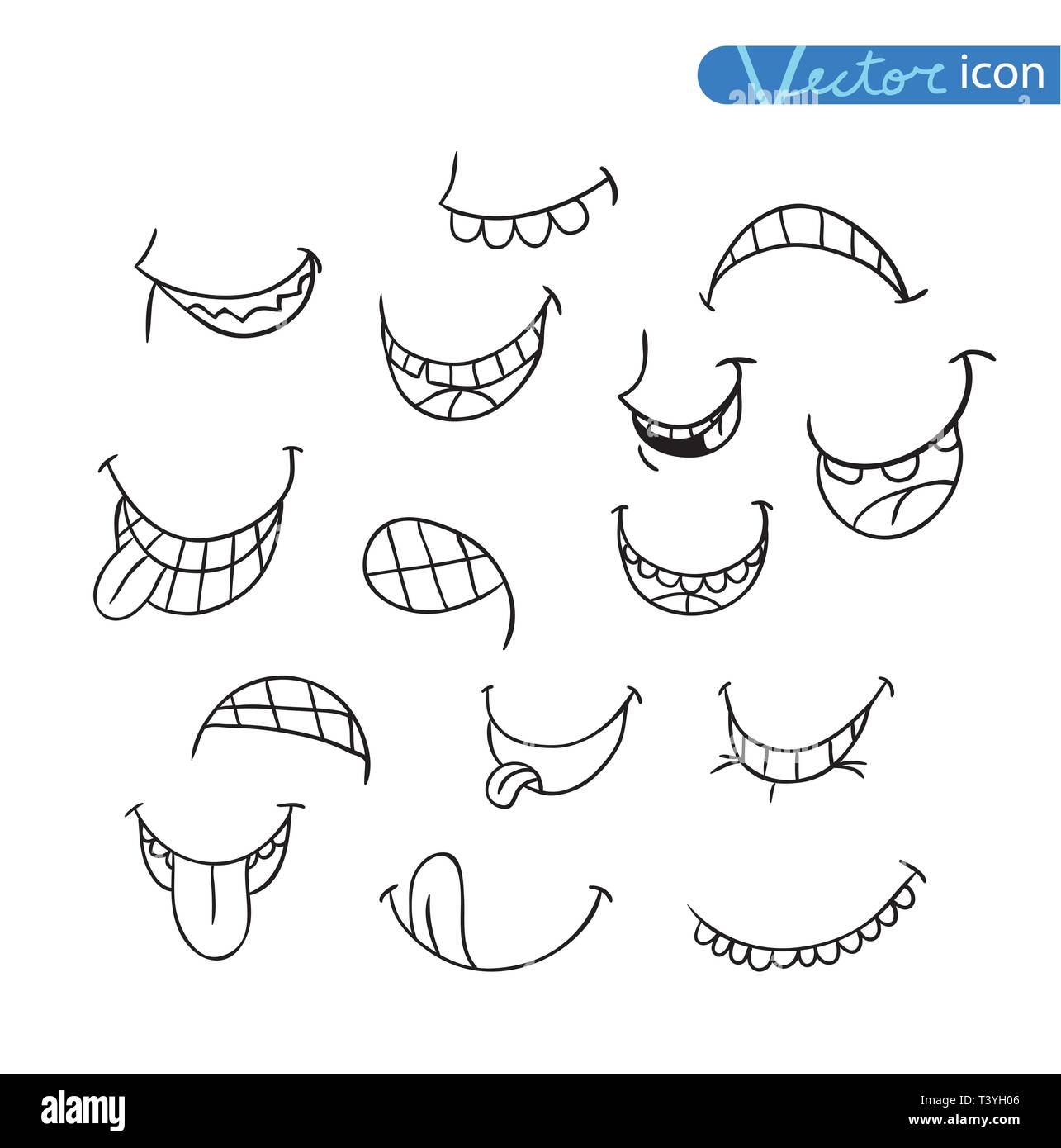 mouths collection in different expressions. vector icon illustration ...