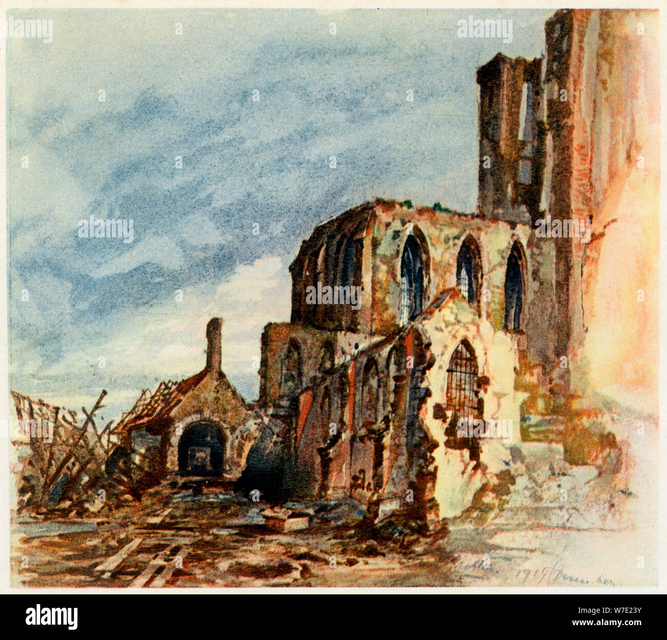 'Ruins of a Cloister in Messines', December 1914. Artist: Adolf Hitler ...