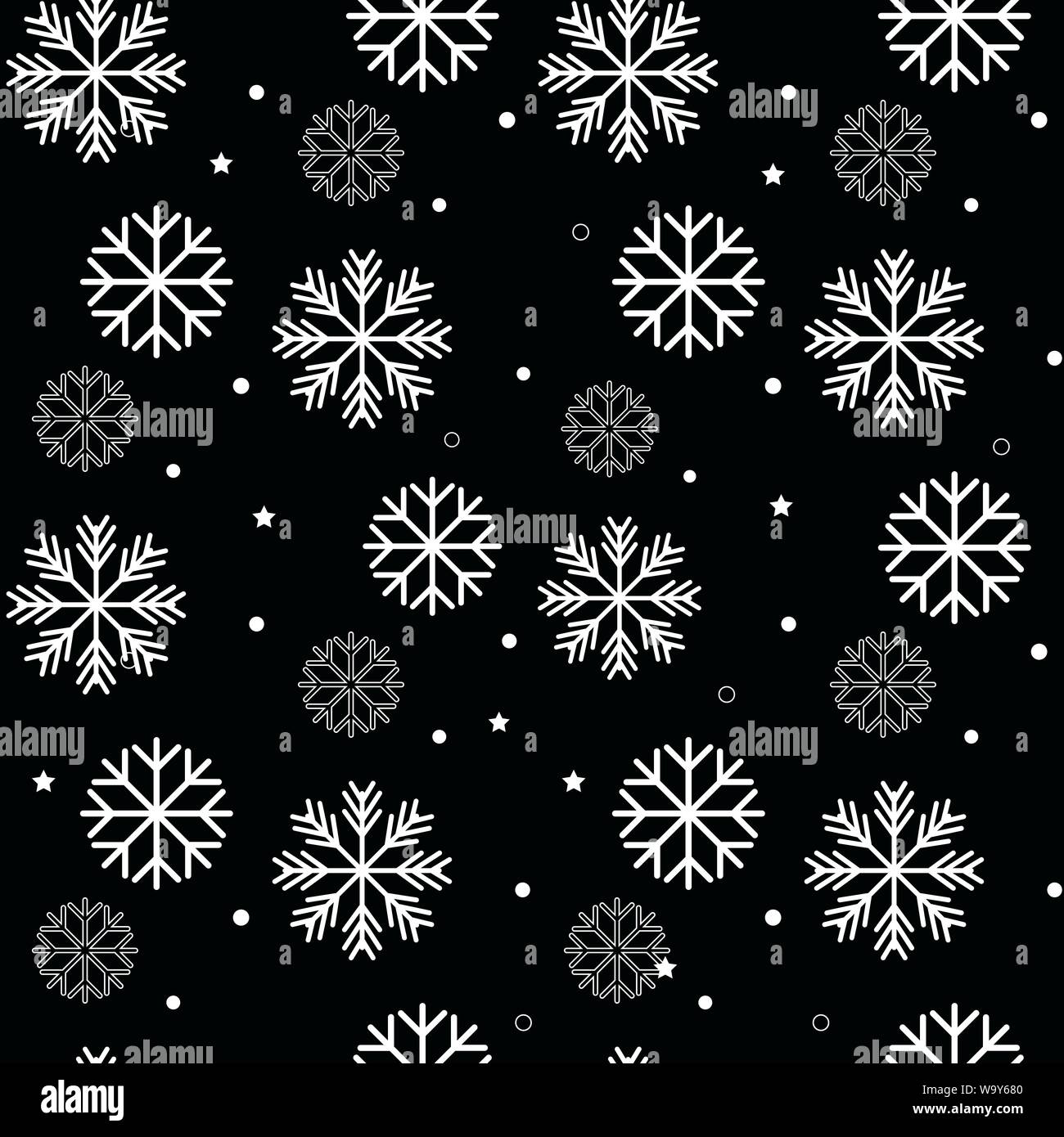 Seamless navy black background with snowflakes. Pattern snowfall with ...