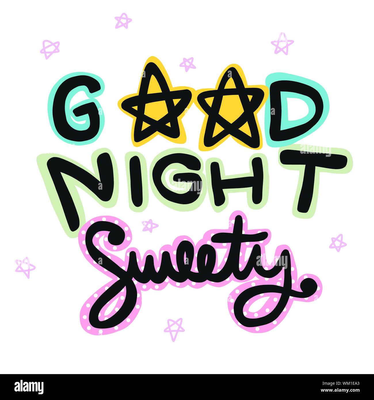 Good night sweety cute word and star vector illustration Stock Vector ...