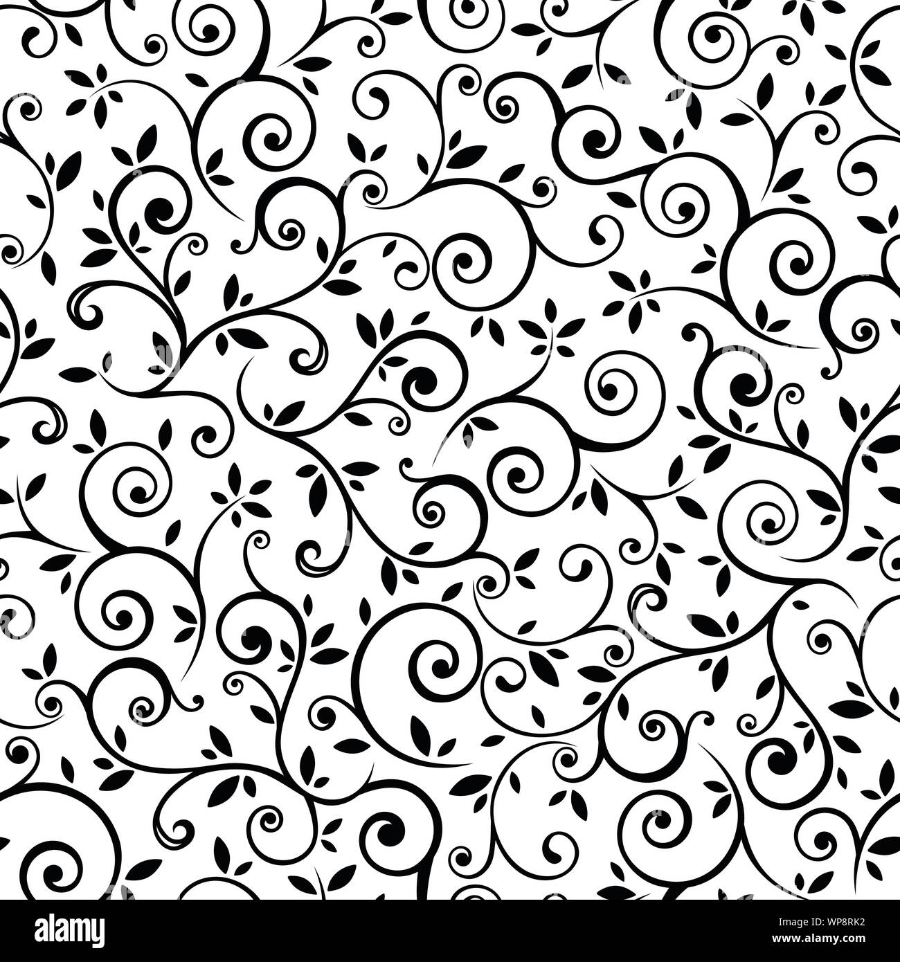 Vector Vintage Seamless Black And White Floral Pattern Stock Vector
