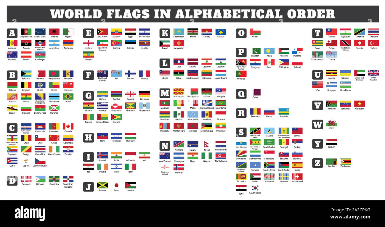 World Flags In Alphabetical Order Stock Photo Alamy