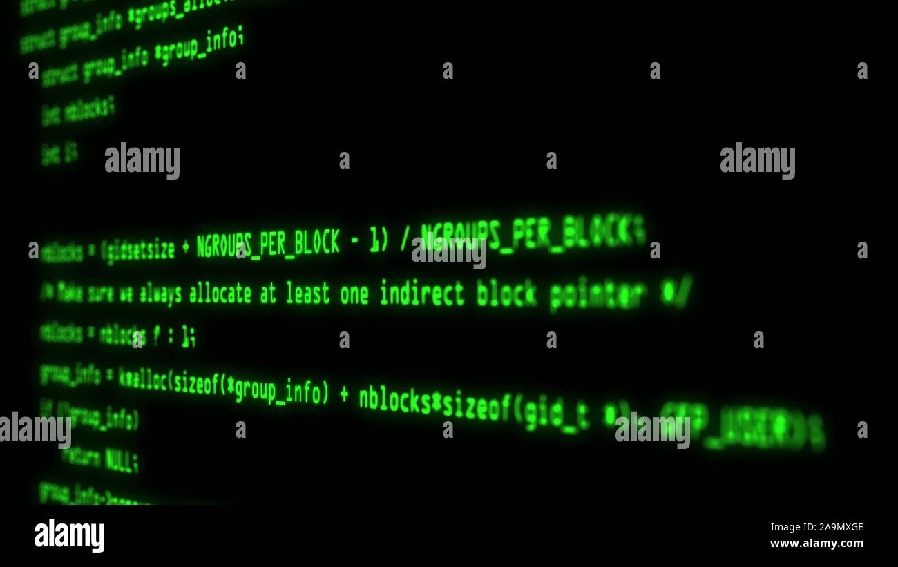 Computer screen with hacking program code. Hacker attack detected on ...