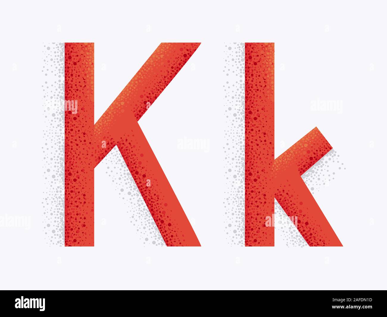 Illustration of Decorative Alphabet with Capital and Small Letter K and Dust Particle Effect
