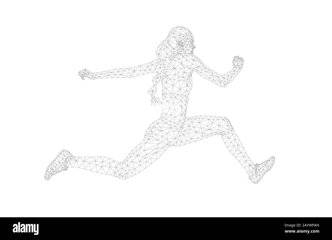women athlete jumper in triple jump polygon wireframe vector Stock ...