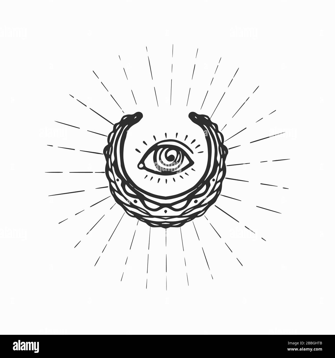 Eye in the center of stylized new moon vector illustration Stock Vector ...