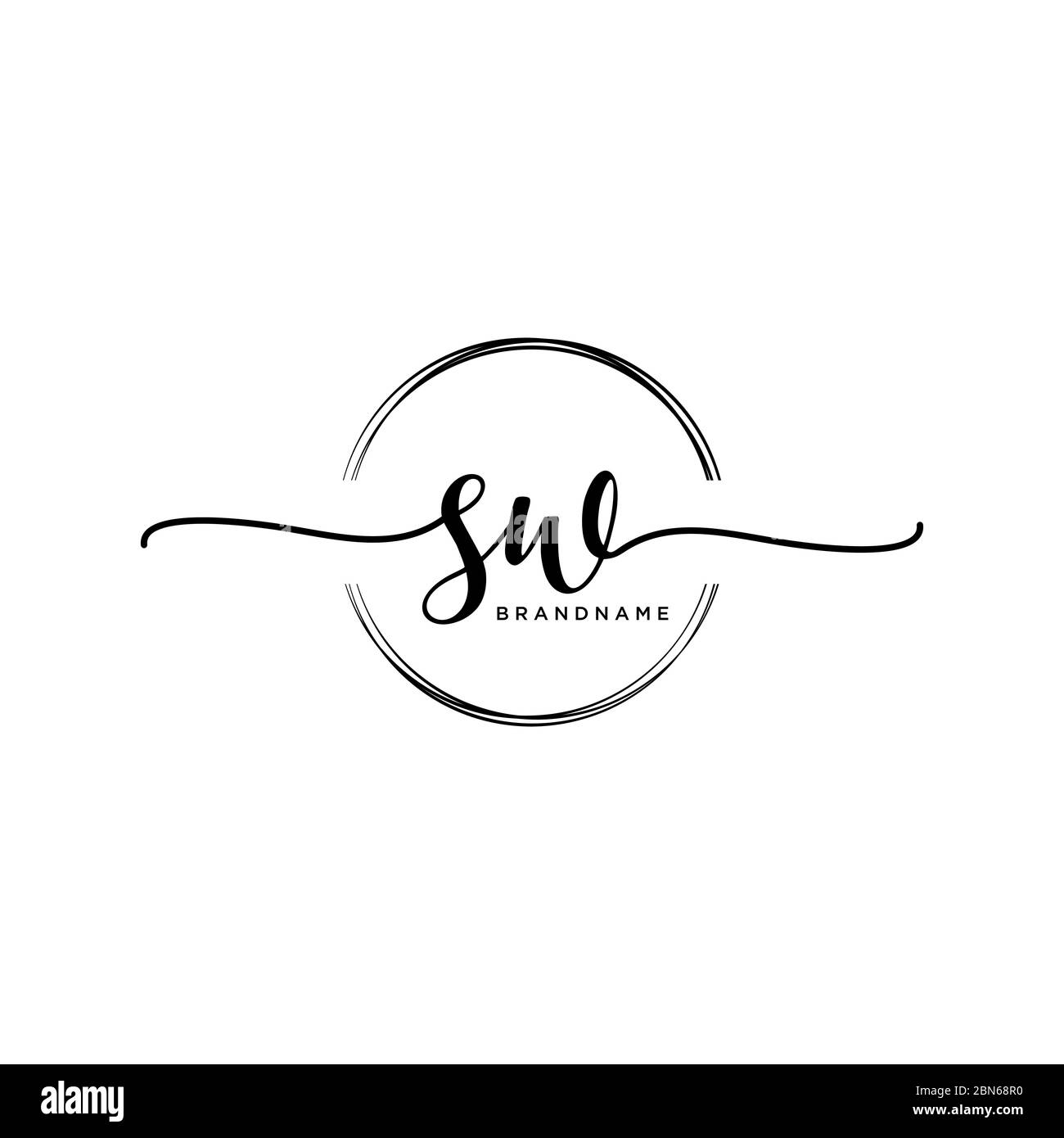 Initial SW handwriting logo with circle template vector Stock Vector ...