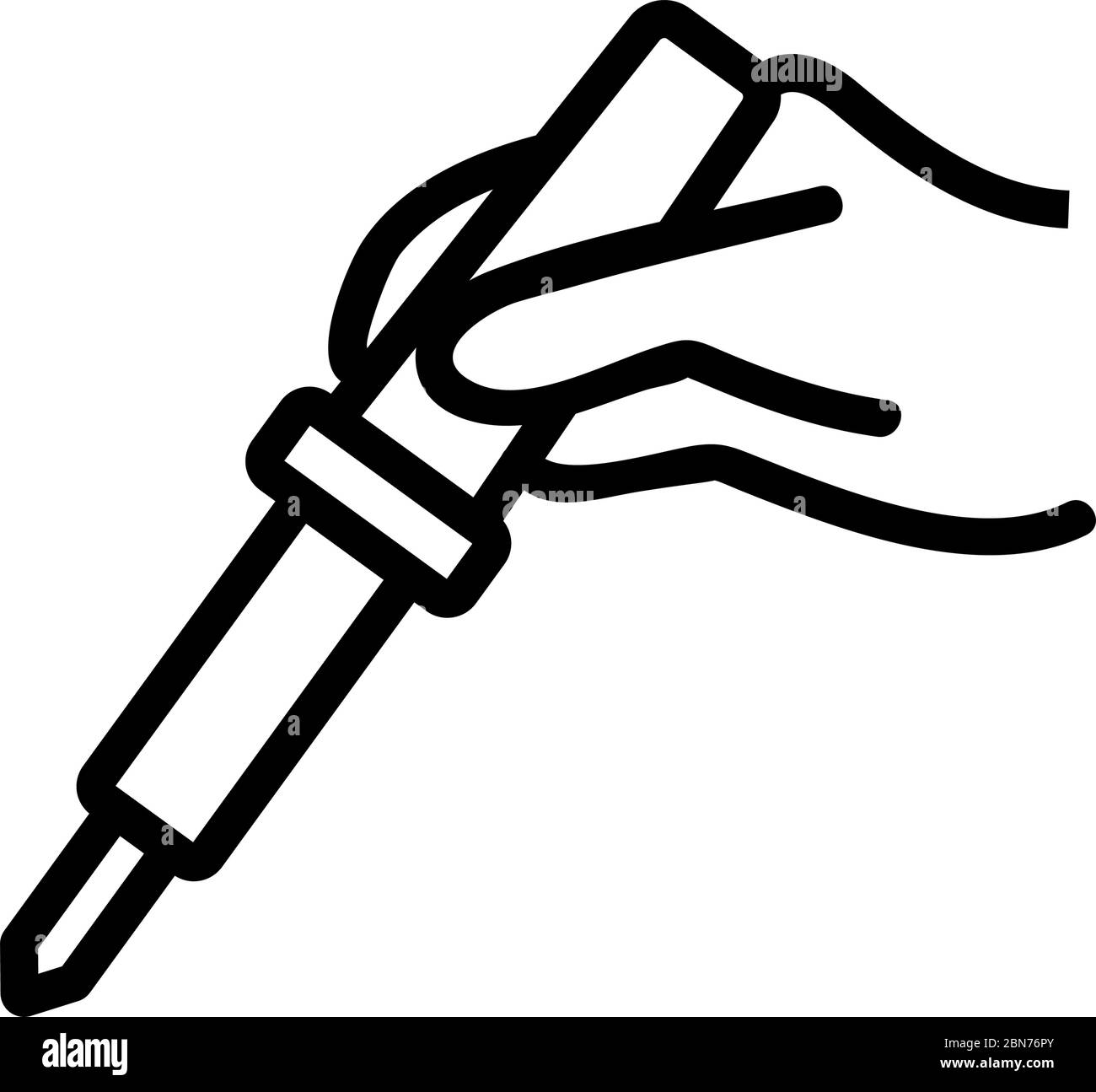 hand holding soldering iron icon vector outline illustration Stock ...