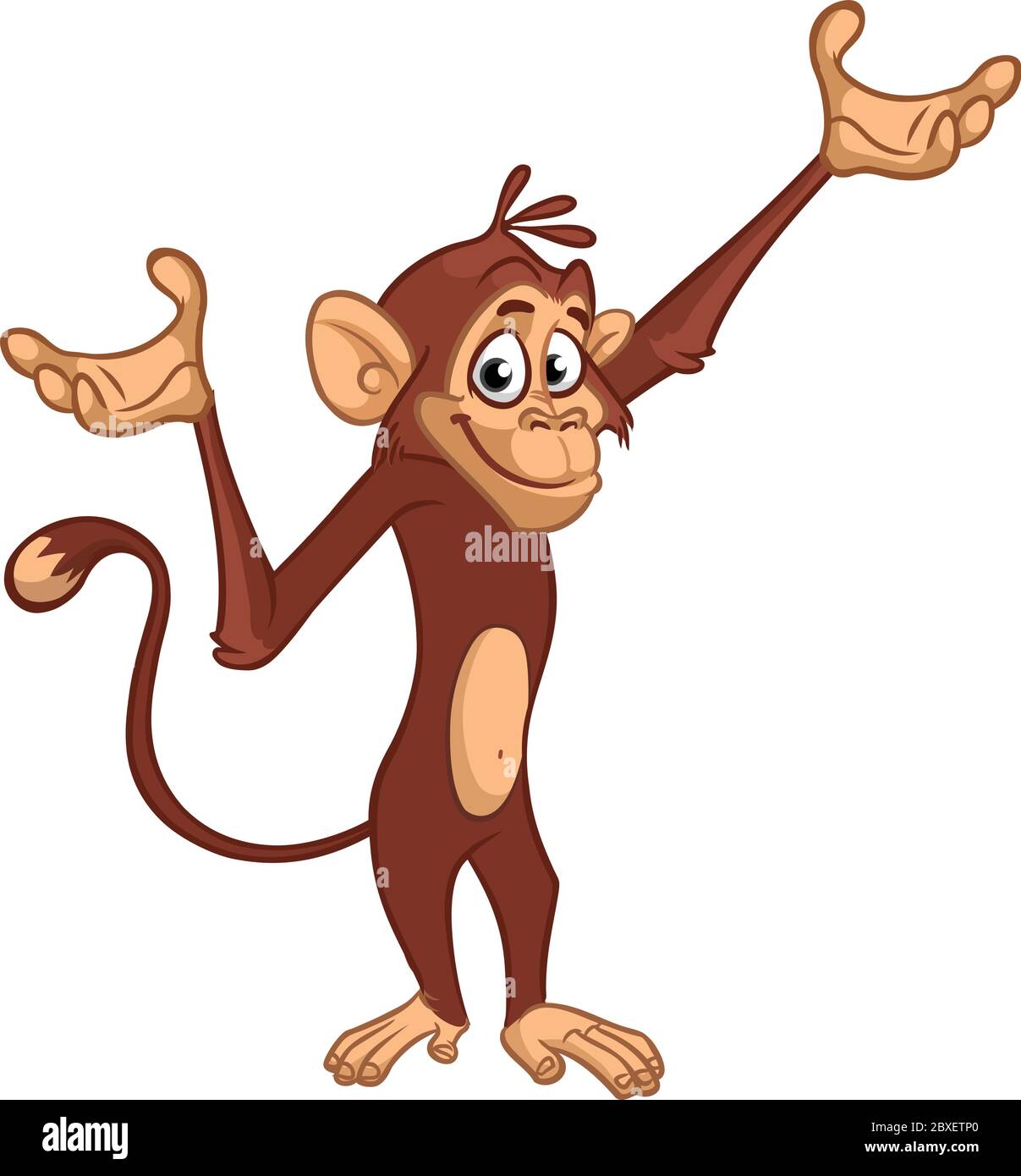 Cute Monkey Chimpanzee Flat Bright Color Simplified Vector Illustration ...