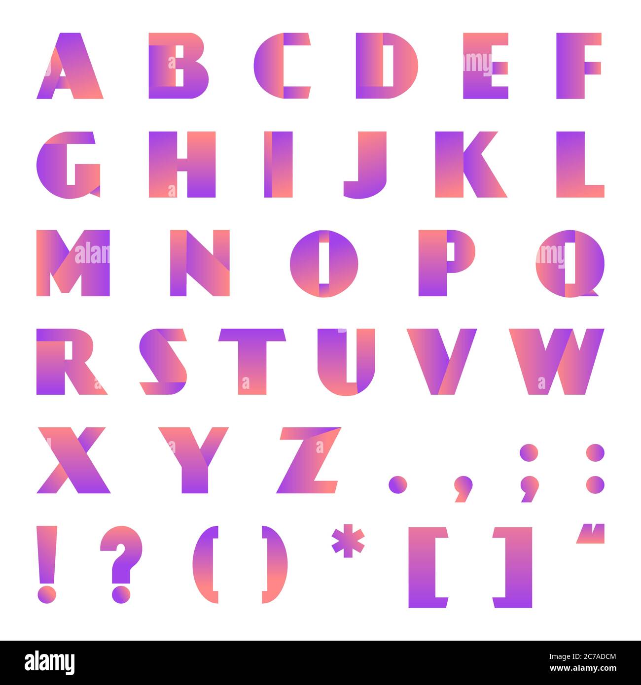 Creative modern bright gradient font. Vector alphabet with orange ...