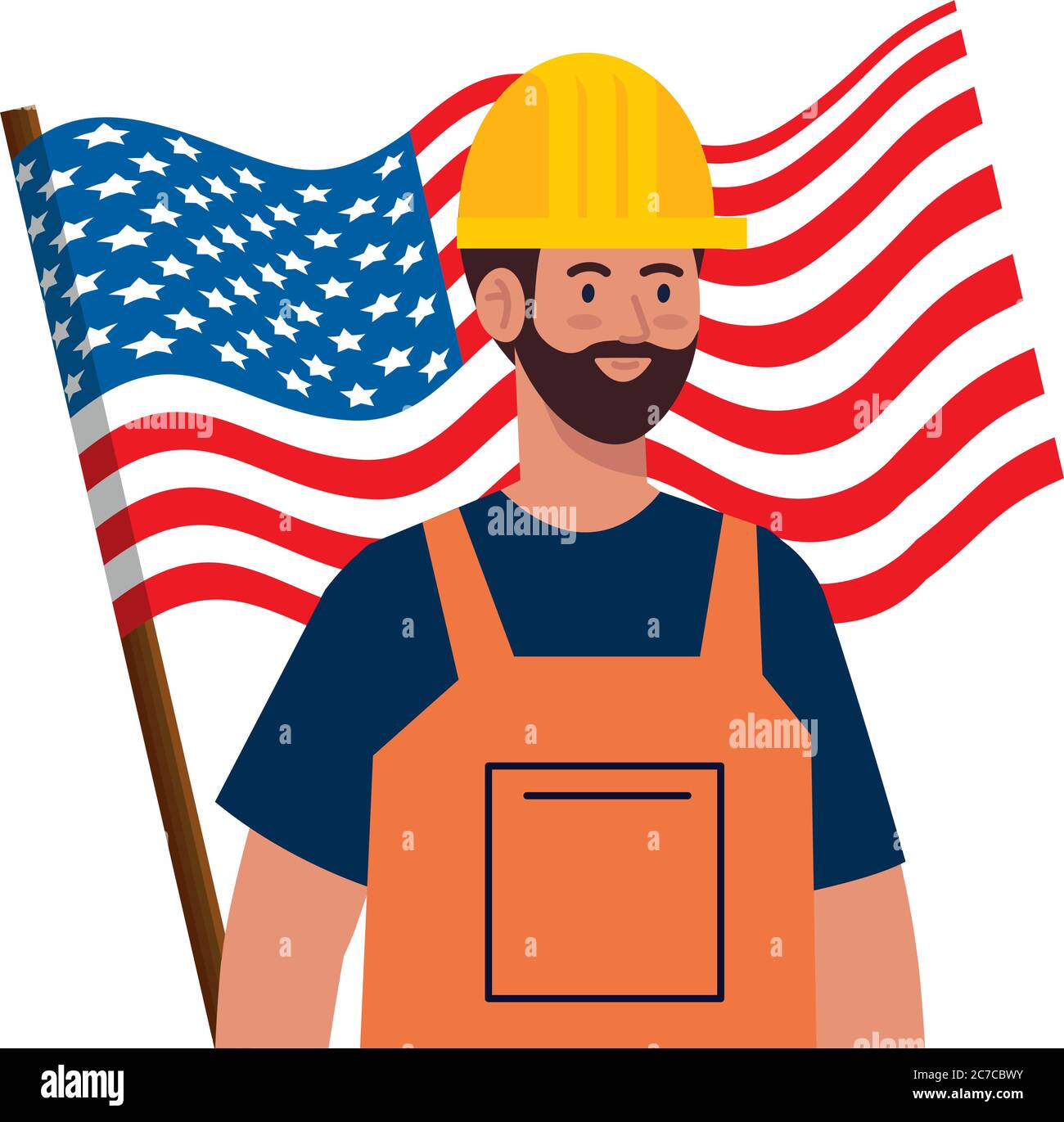 builder man with helmet and usa flag vector design Stock Vector Image ...