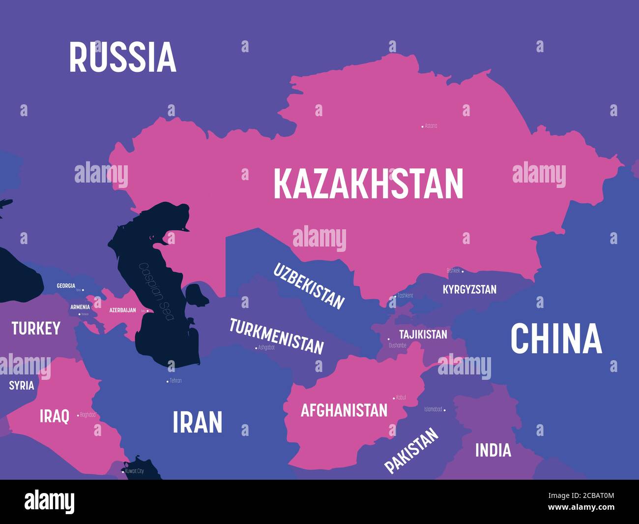 Central Asia Countries And Regions Map 