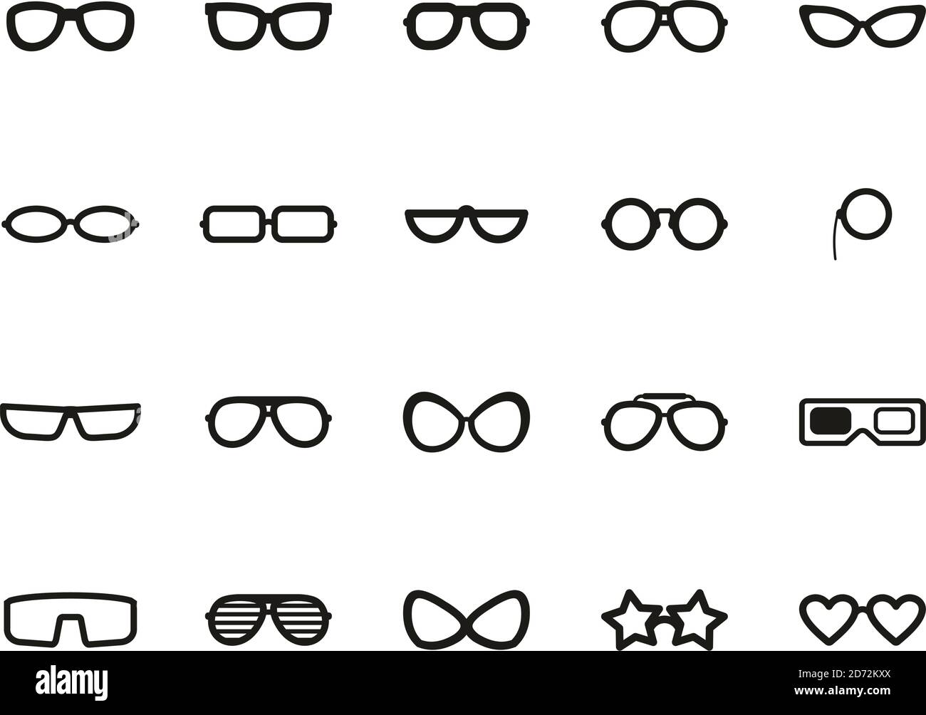 Eyeglasses & Sunglasses Icons Black & White Set Big Stock Vector Image ...