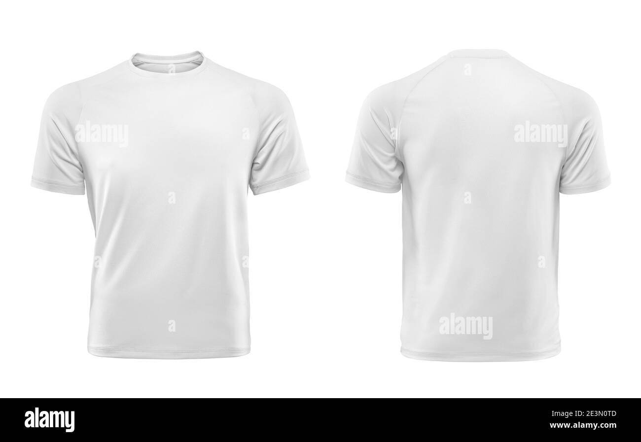 White T-shirts front and back used as design template Stock Photo - Alamy