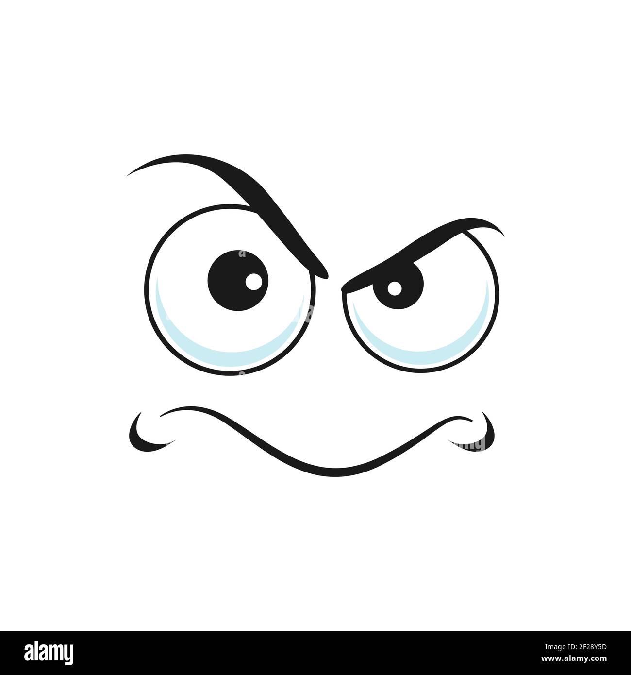 Cartoon face vector icon, disgruntled or upset emoji, funny facial ...