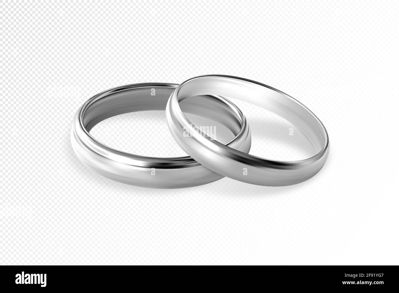 Two silver or platinum wedding rings on transparent background. Quality ...