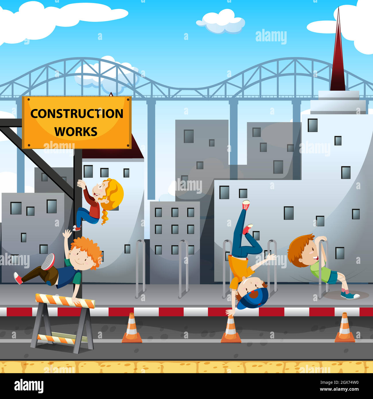 People playing at the construction works Stock Vector Image & Art - Alamy