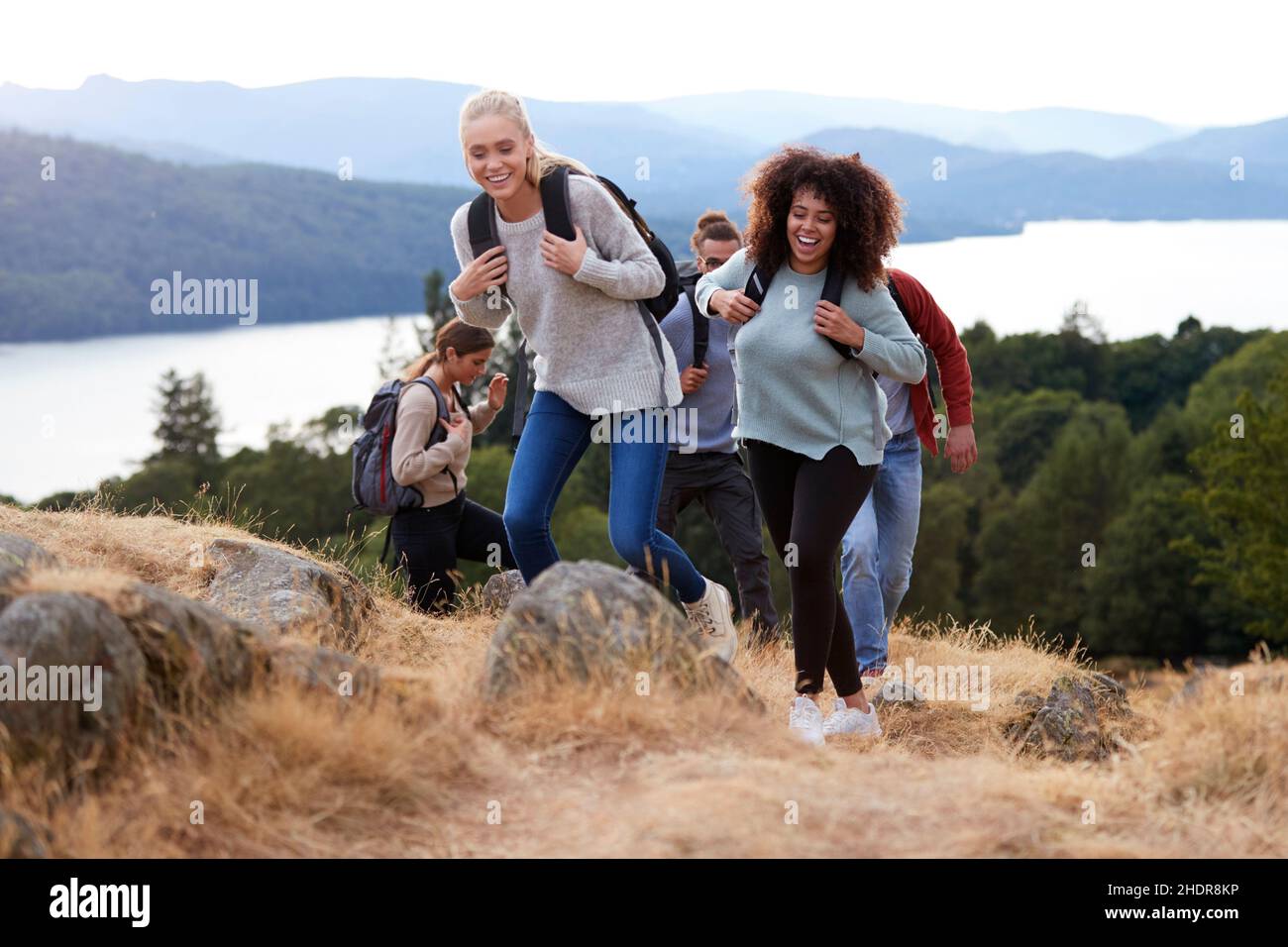 Hiking Friends Hike Friend Hikes Stock Photo Alamy