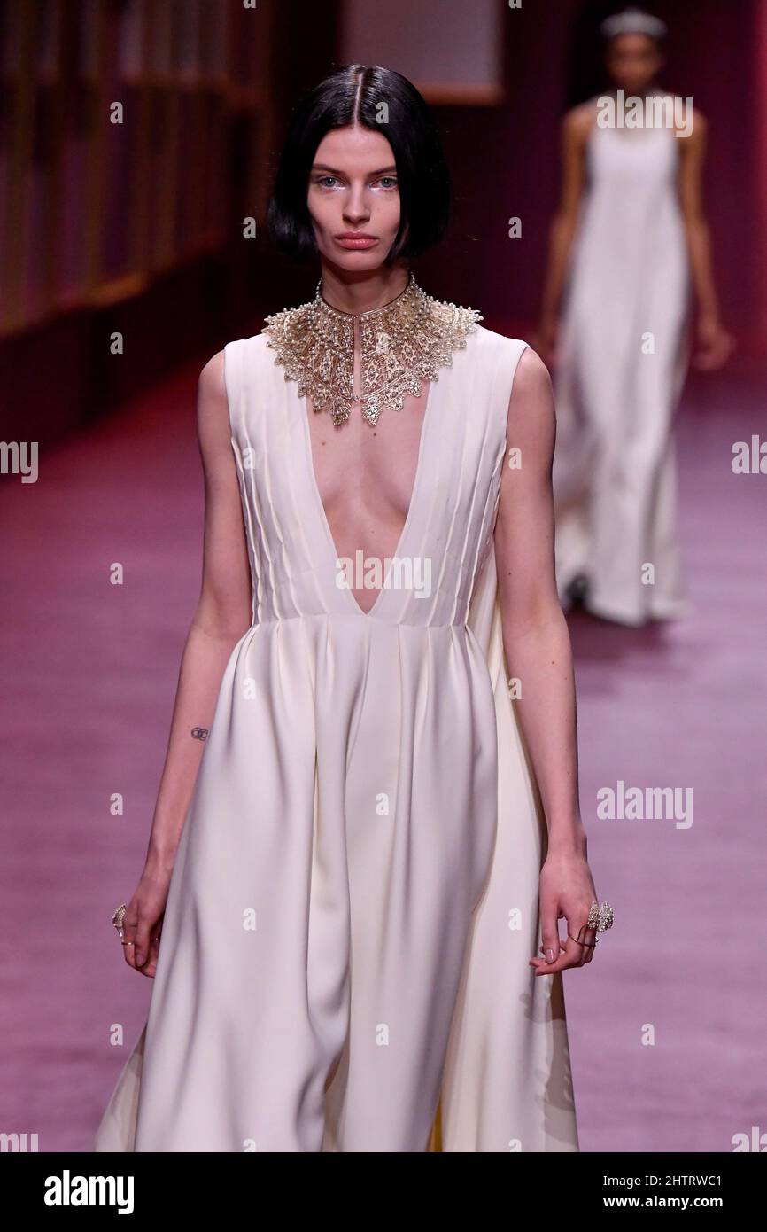 Model Mila van Eeten walks on the runway at the Dior fashion show ...