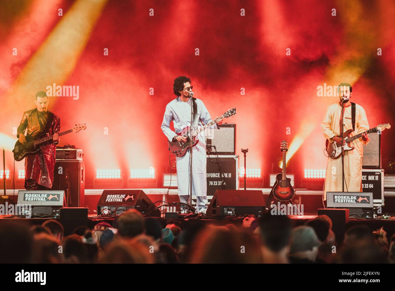 Roskilde, Denmark. 02nd July, 2022. The Algerian Tuareg band Imarhan ...