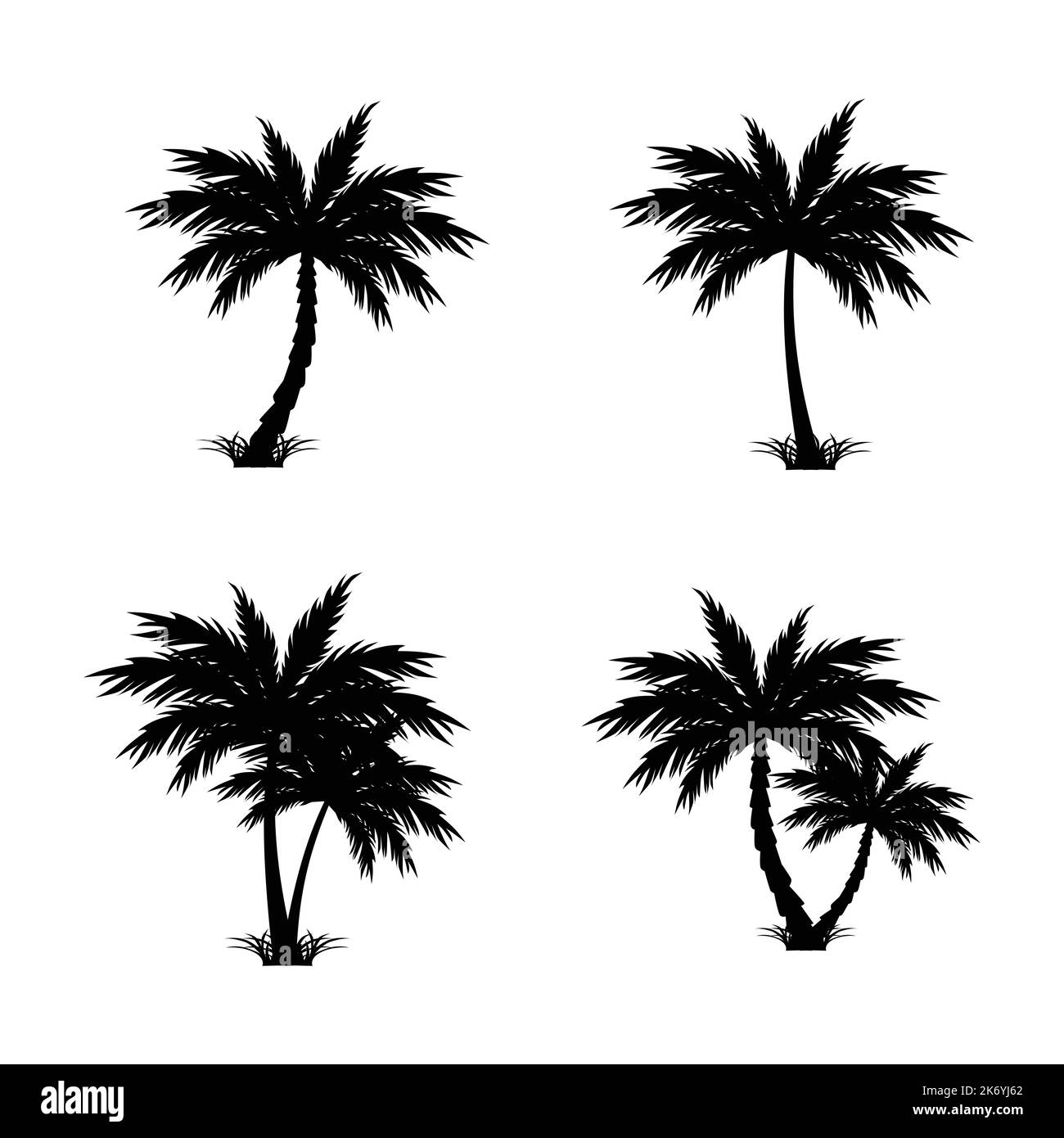 Set of tropical palm tree silhouette vector Stock Vector Image & Art ...