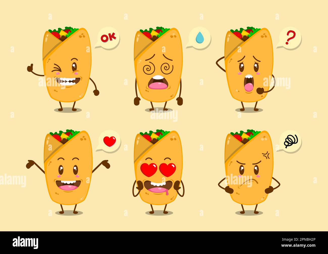 Cute Mexican Burrito Character Set Stock Vector Image & Art - Alamy