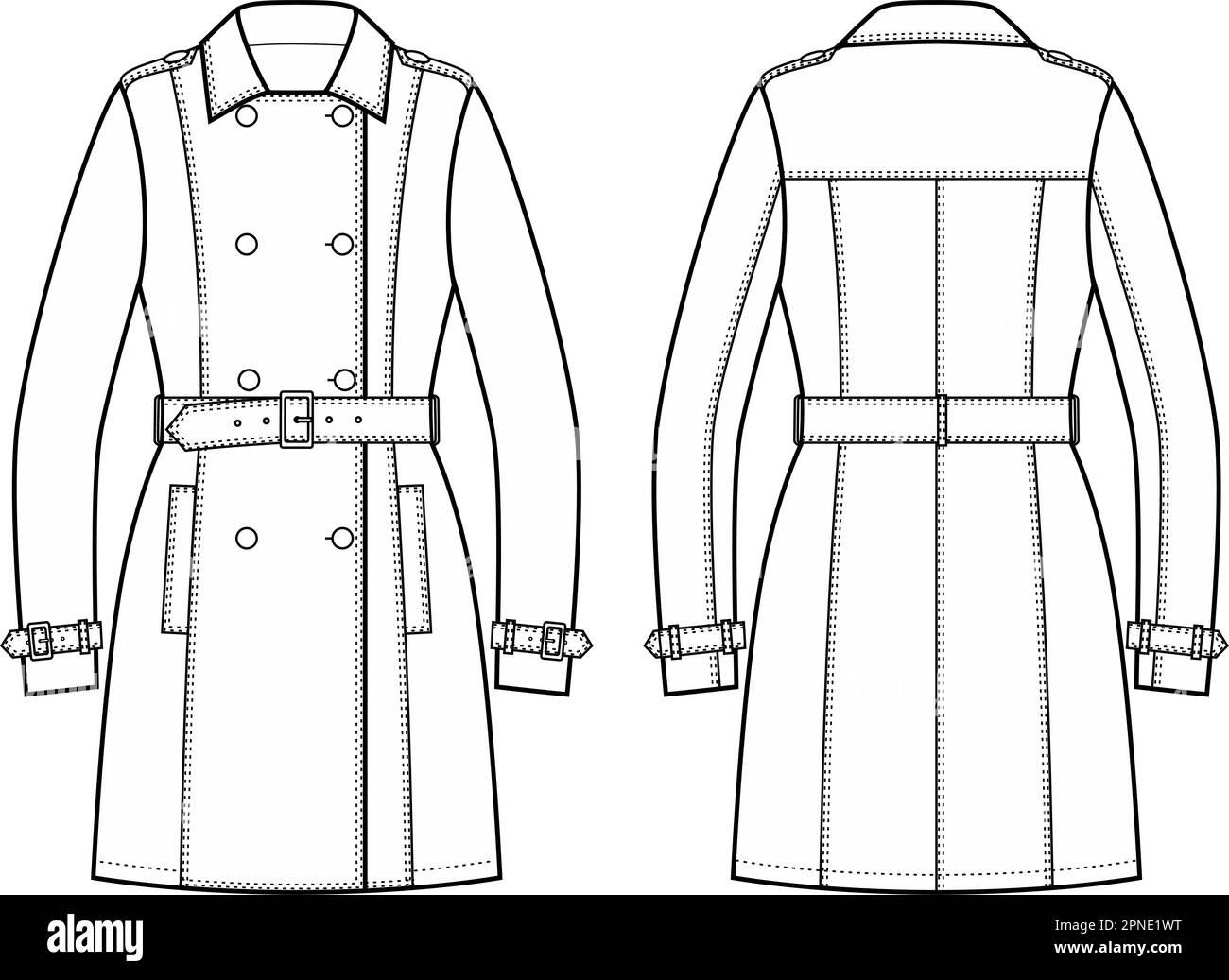 Womens double breasted trench coat Stock Vector Image & Art - Alamy
