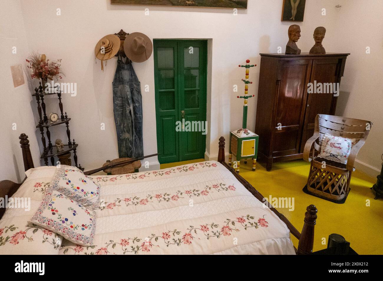 Frida Kahlo's bedroom inside The Frida Kahlo Blue House Museum. The ...
