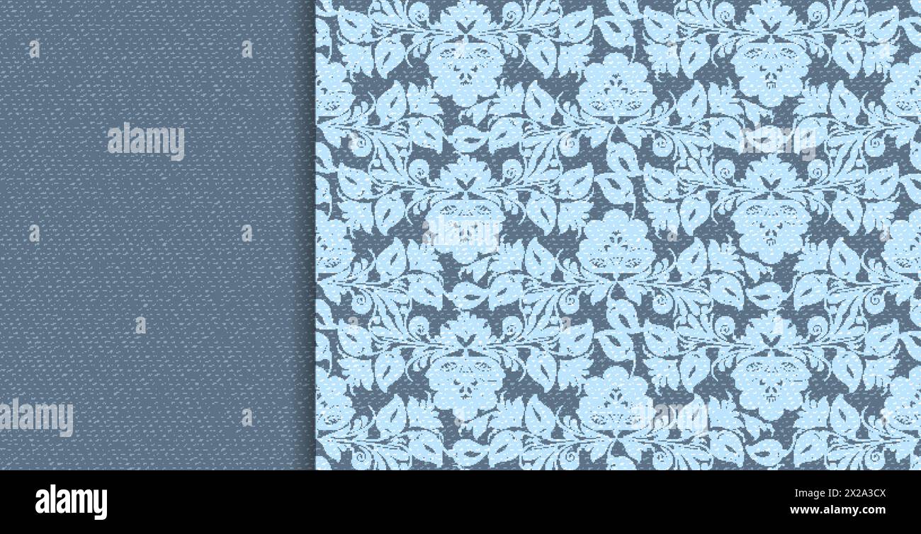 Denim vector floral lace in indigo abstract style on blue background ...