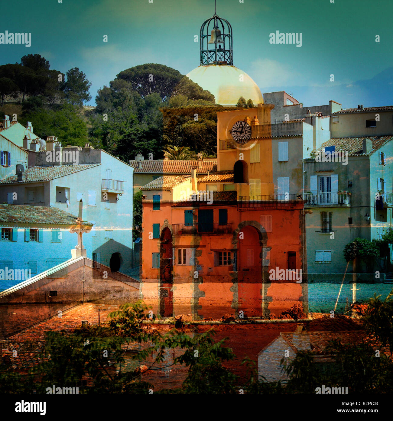 St Tropez or Saint Tropez Montage FOR EDITORIAL USE ONLY Stock Photo ...