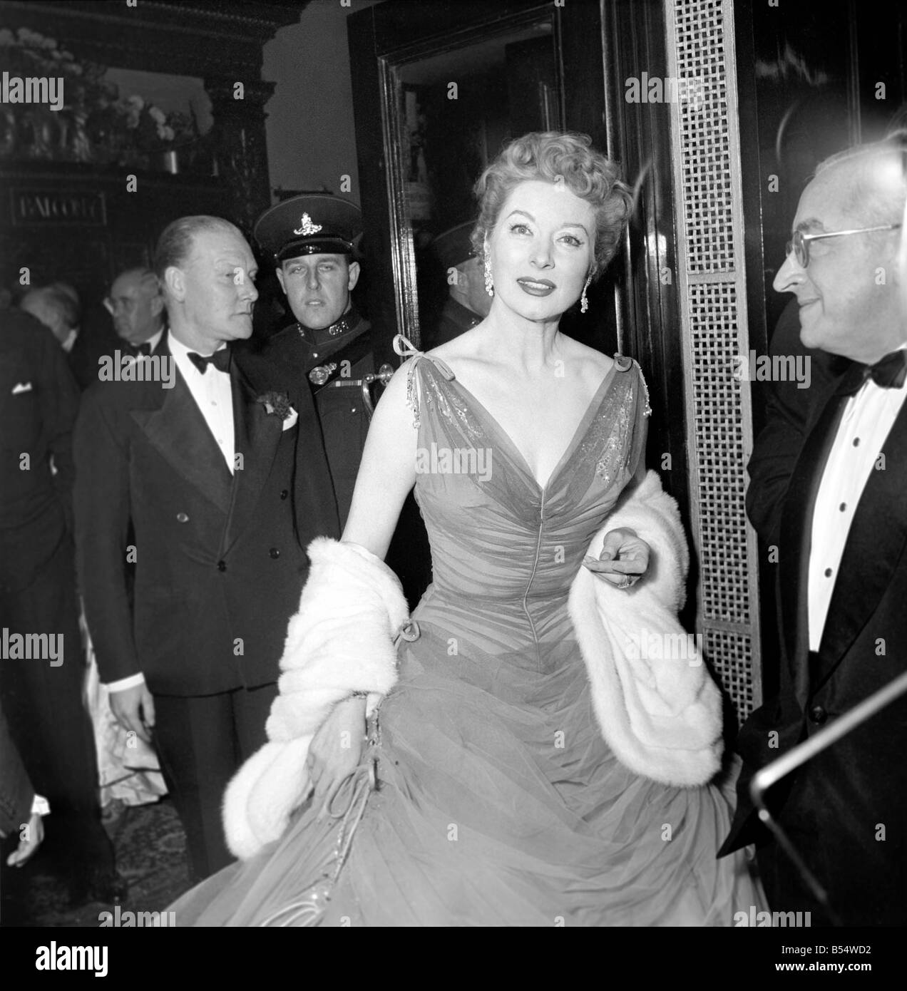Actress Greer Garson seen here leaving a London Theatre. November 1953 ...