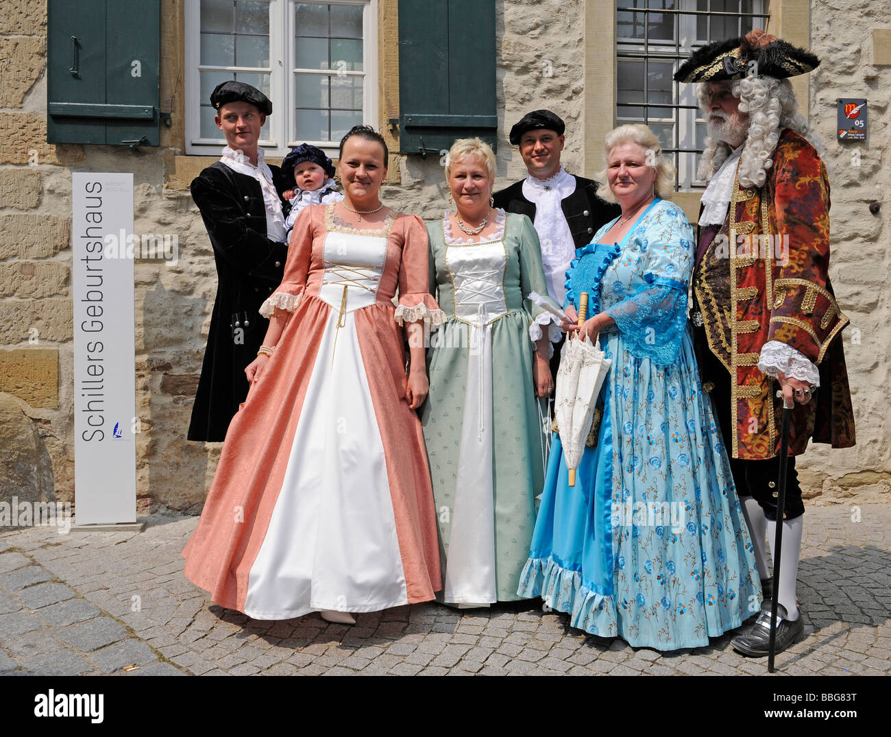 Life in the Baroque era, 18th century, group of people wearing costumes ...