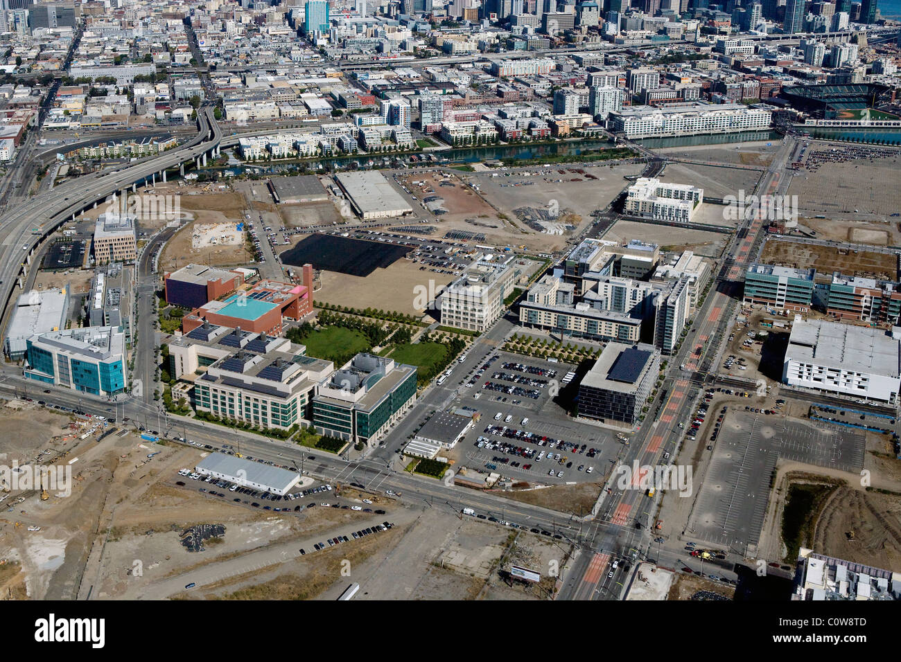 aerial view above Mission Bay biomed biotechnology UCSF University of
