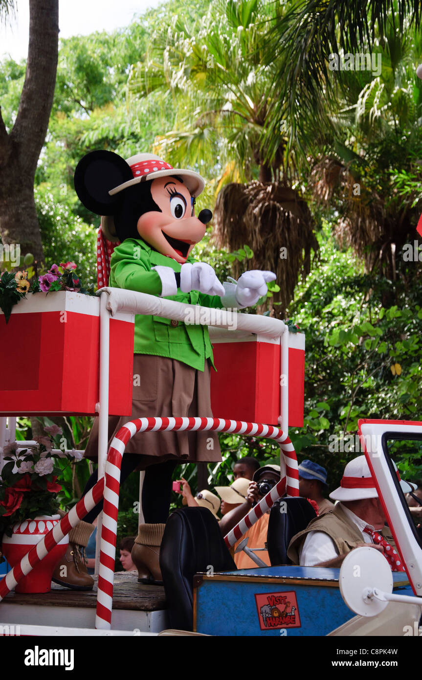 mickey mouse atop a float on the mickeys jammin jungle parade in the ...