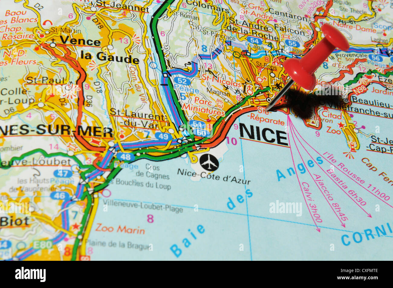 Nice (France) on map Stock Photo - Alamy