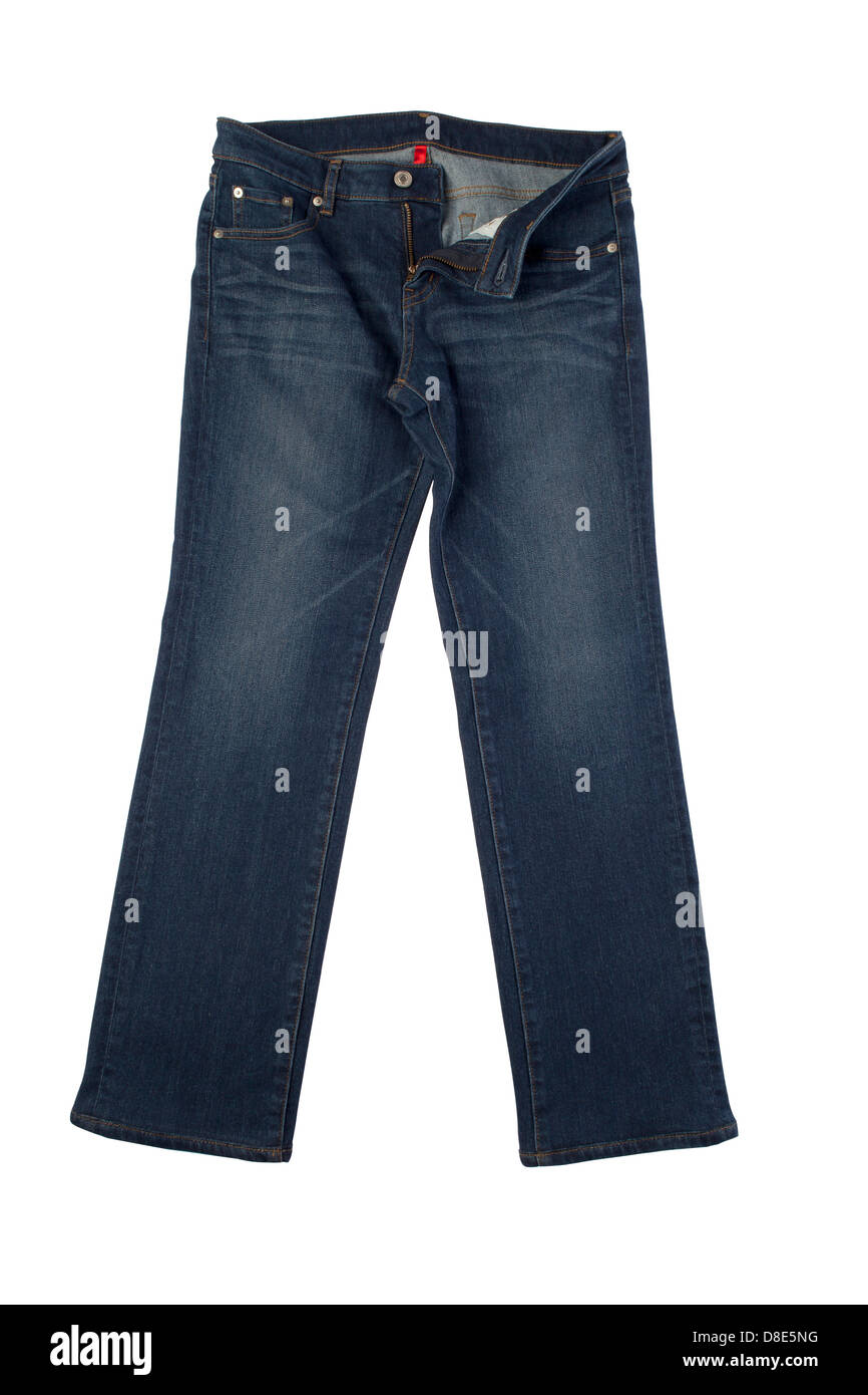 dark blue jeans isolated on white background Stock Photo - Alamy