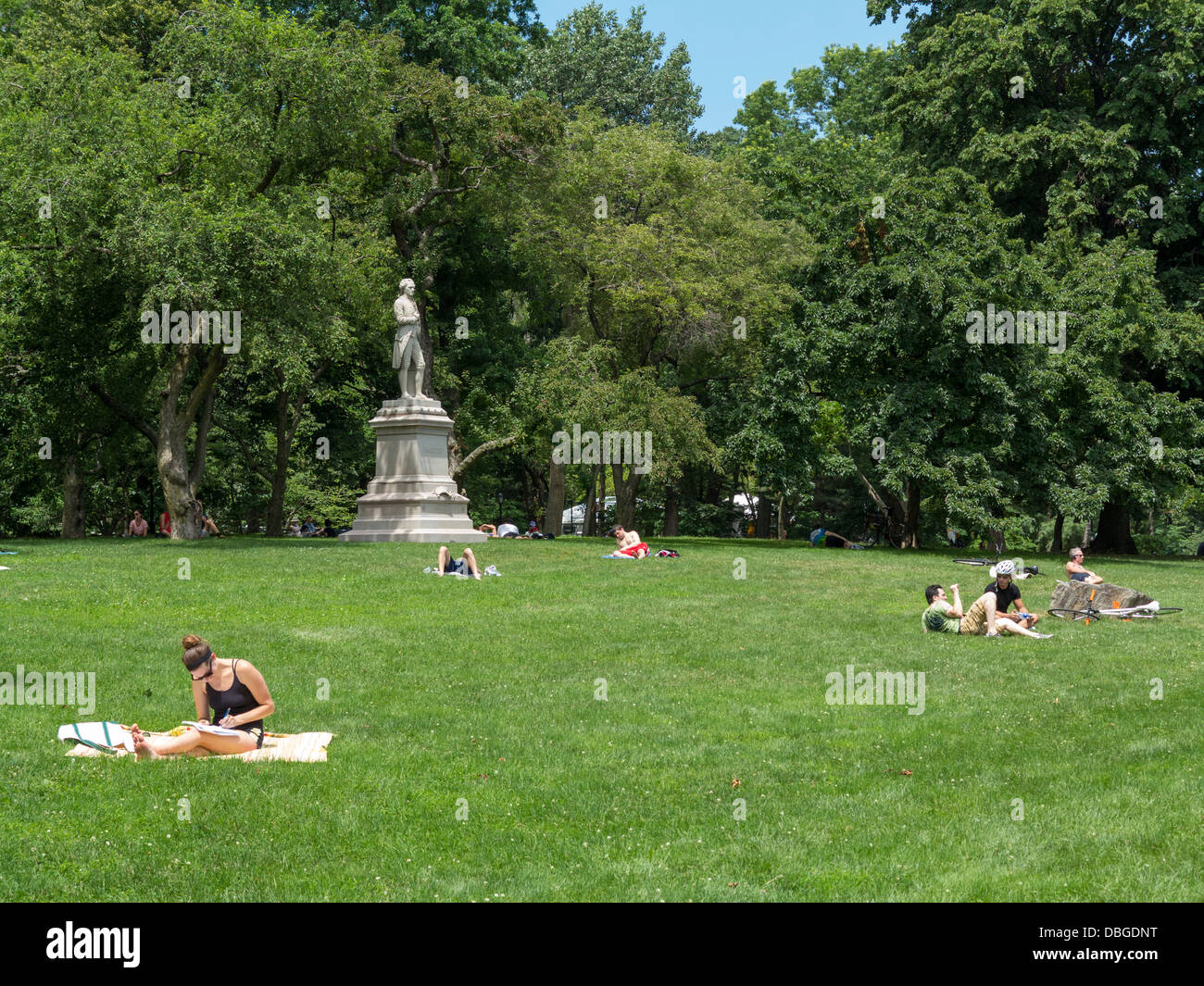 Sunbathing in Central Park, New York City Stock Photo - Alamy