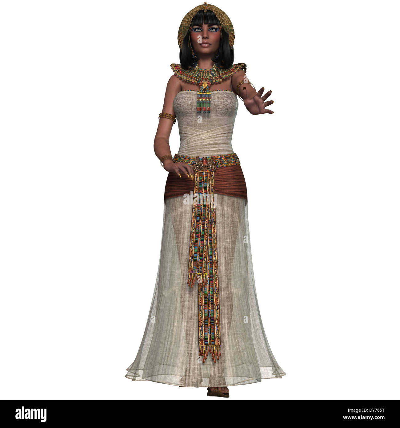 An Egyptian Lady With Traditional Clothing From The Old Kingdom Of