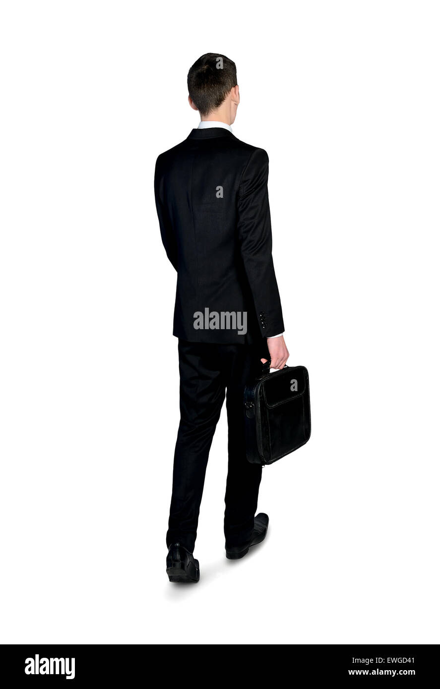 Isolated business man walking back view Stock Photo - Alamy