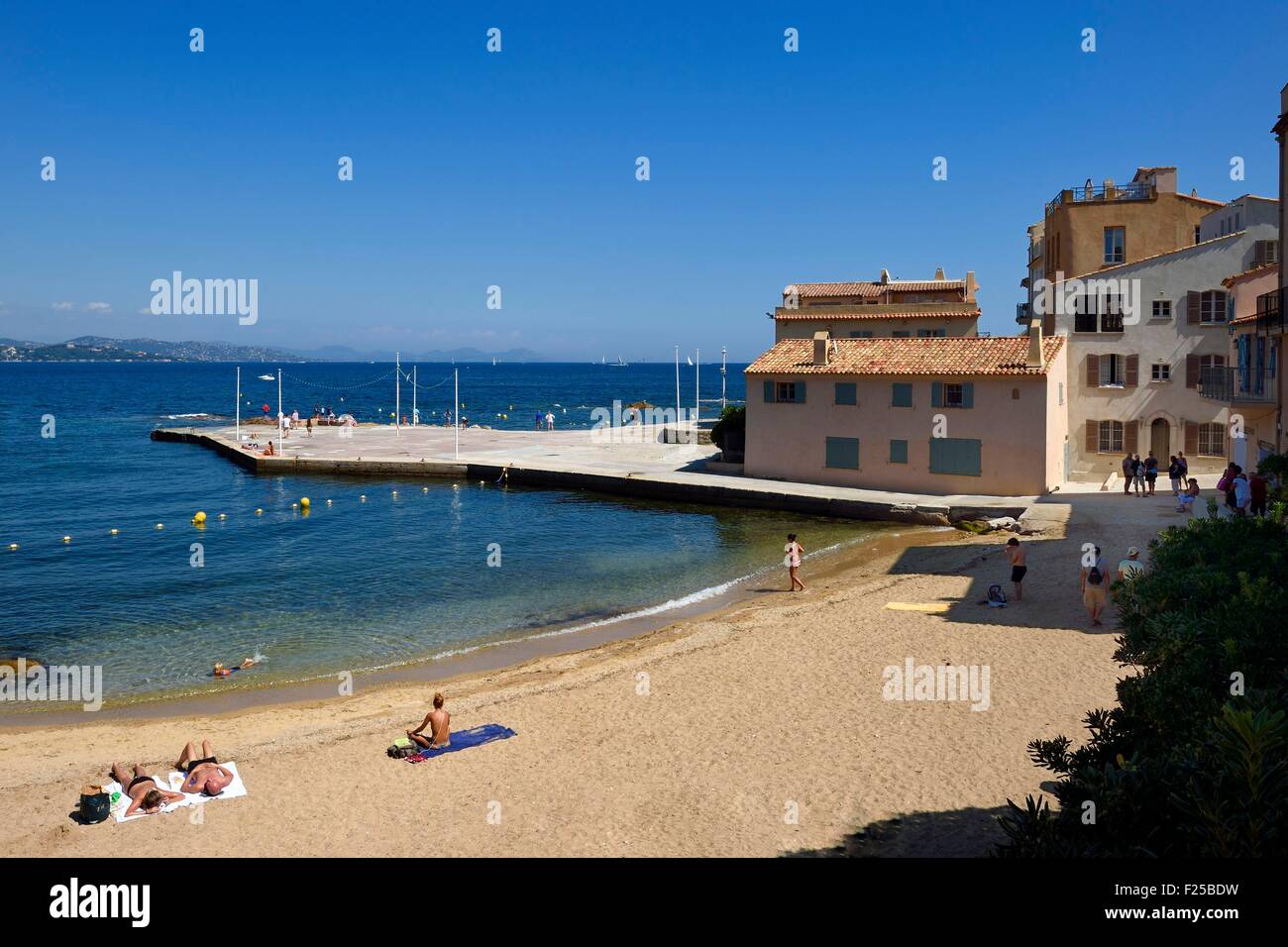 France, Var, Saint-Tropez, Plage de la Ponche Beach where are built the ...