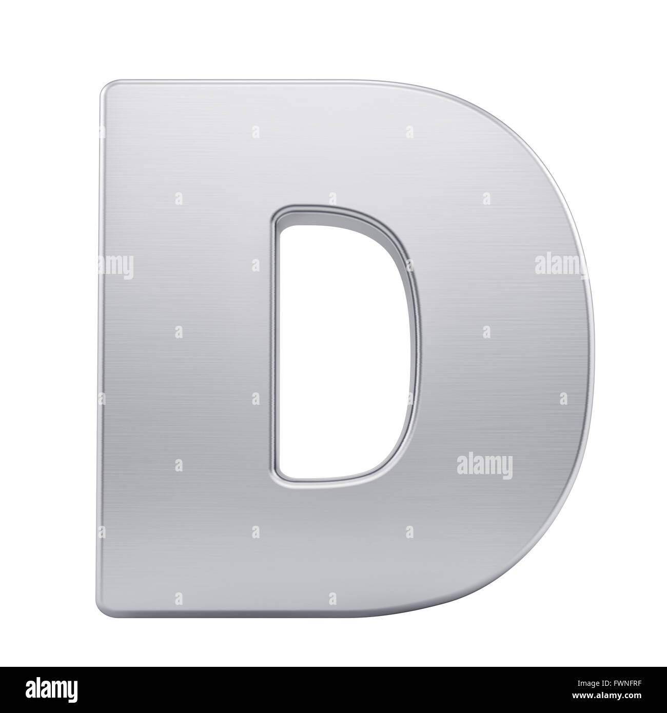 render of the letter D with brushed metal texture, isolated on white ...