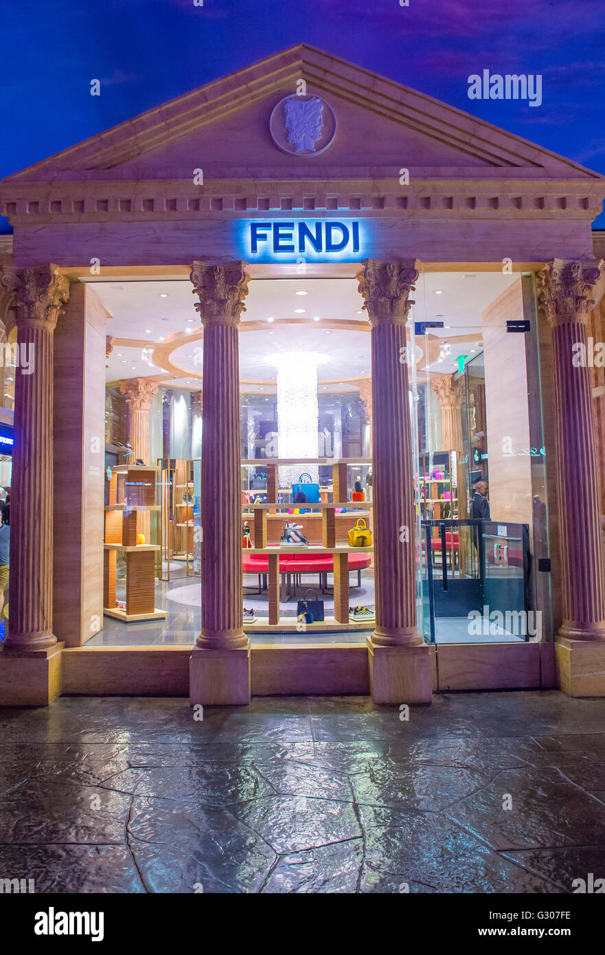 Exterior of a Fendi store in Caesars Palace hotel in Las Vegas Stock ...