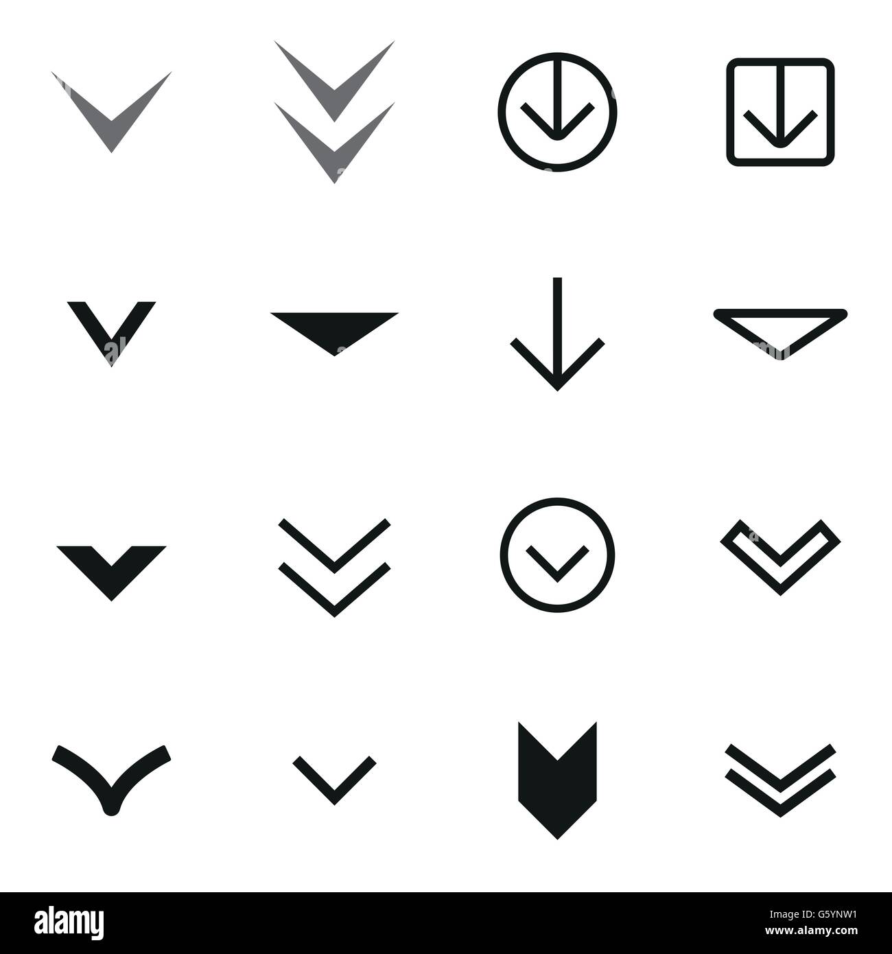 Vector black Arrow buttons down icon set Stock Vector Image & Art - Alamy