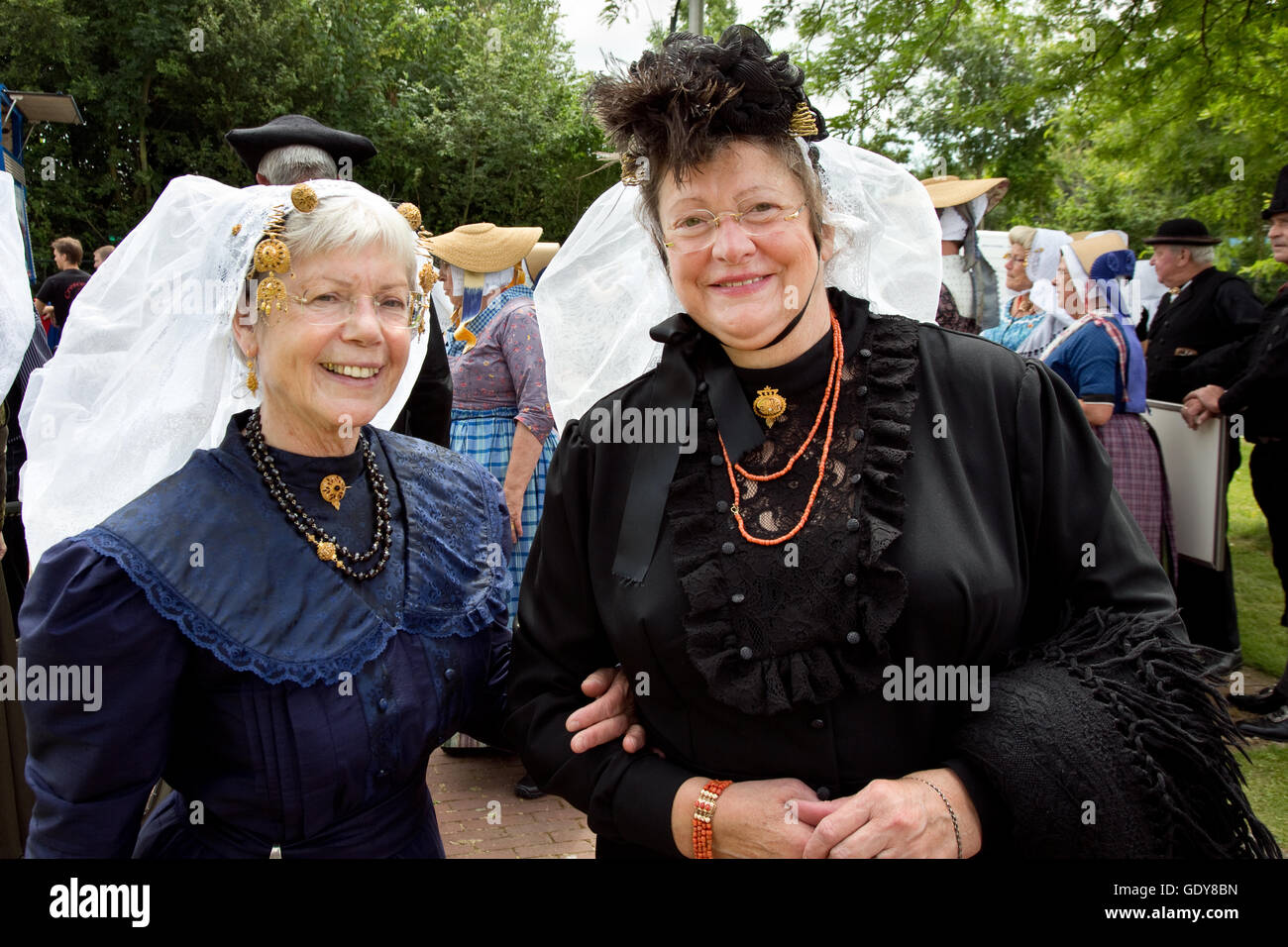 Dutch people from the province of Zeeland wearing typical nostalgic