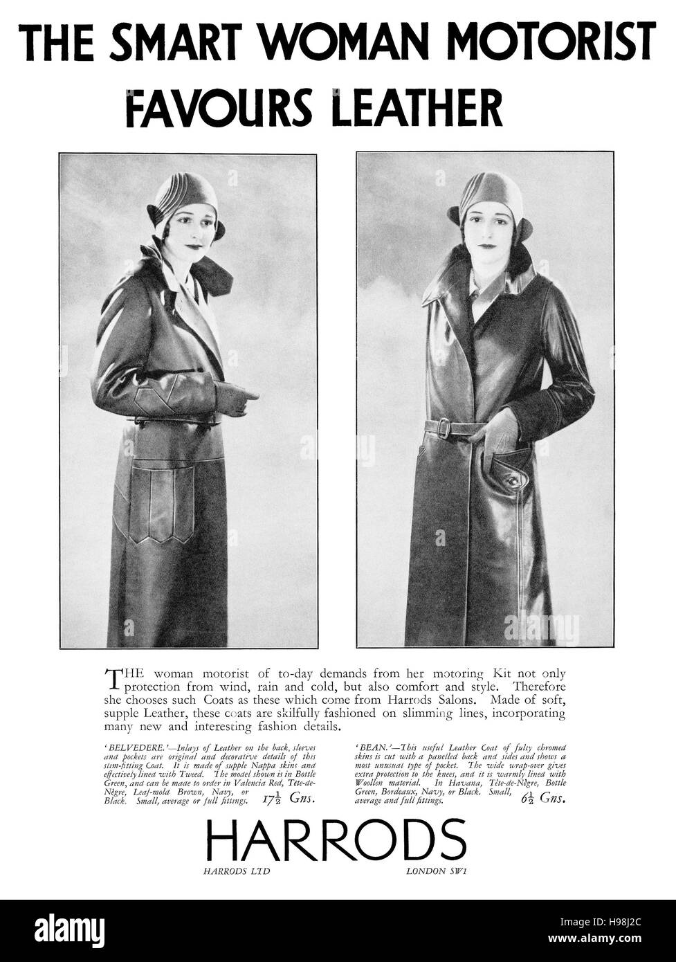 1930 British advertisement for Harrods Department Store, Knightsbridge ...