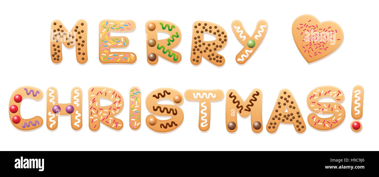 MERRY CHRISTMAS - written with christmas cookies letters Stock Photo ...